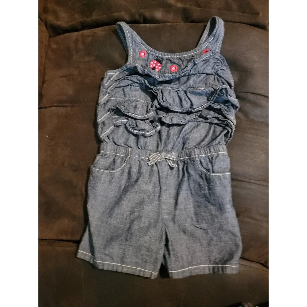 Gymboree polka dot ladybug‎ denim romper one piece size 6
